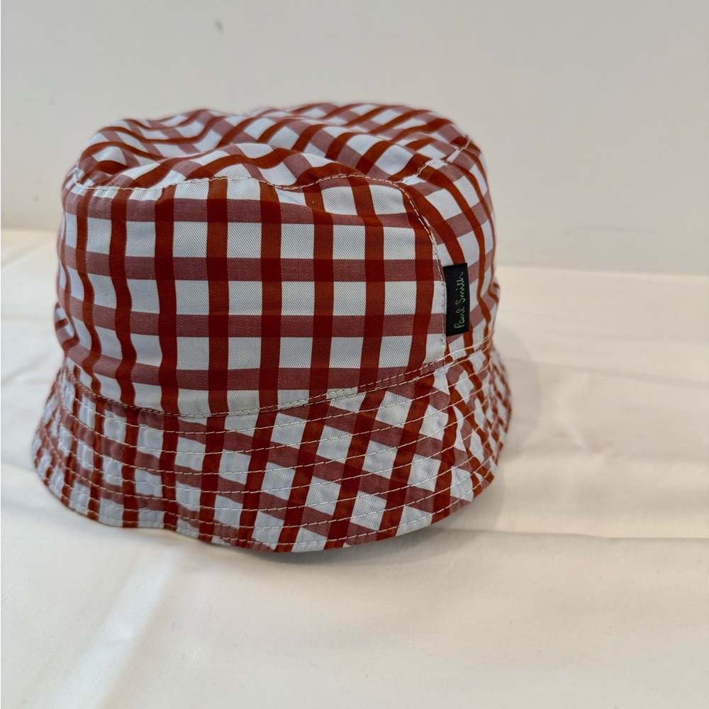 Paul Smith Reversible Brown and Pale Blue checkered (gingham) bucket hat-Italy